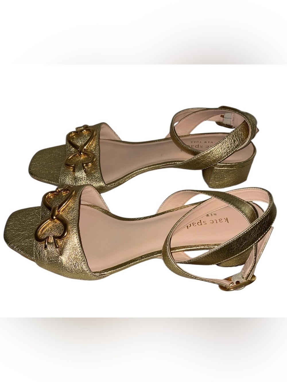 Kate Spade New York Lagoon Heart Chain sandals in metallic gold Sz 9